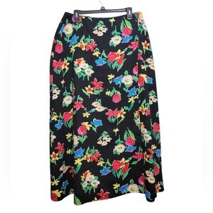 Ruff Hewn Black with Colorful Floral Design | Wrap Style | Maxi Skirt Size 16